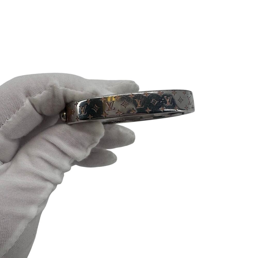 Louis Vuitton LV Nanogram Cuff Bangle Bracelet Silver Monogram Small - Picture 6 of 9